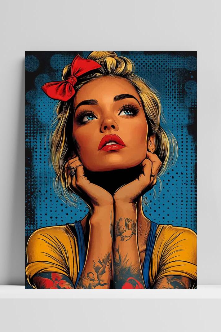 Tattoo Vrouw op 3mm aluminium dibond