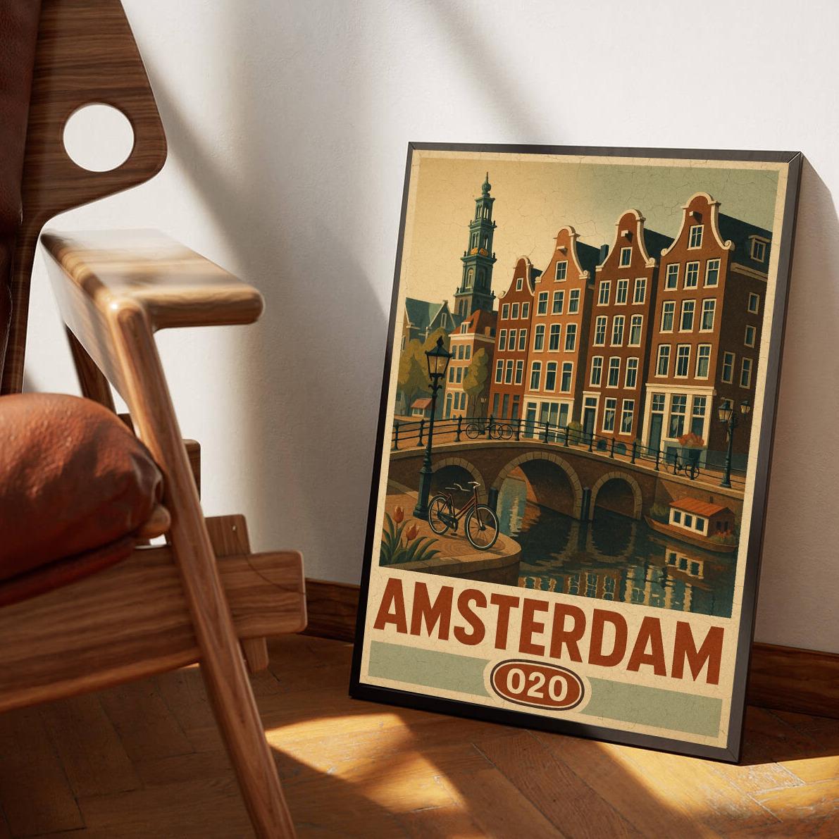 Amsterdam Netherlands Vintage Text poster sfeerbeeld 3