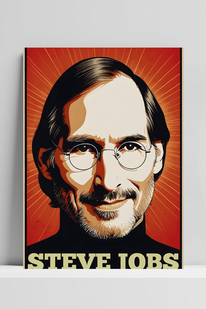 Steve Jobs Vintage op 3mm aluminium dibond