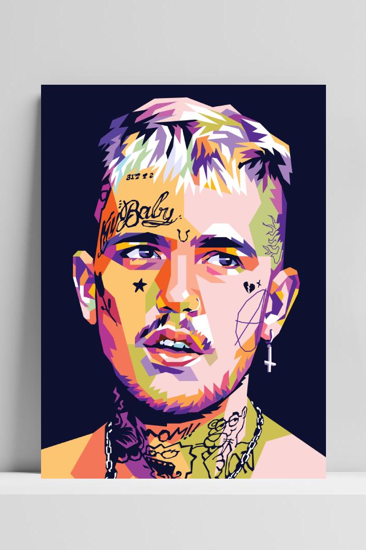 Lil Peep blauw op 3mm aluminium dibond
