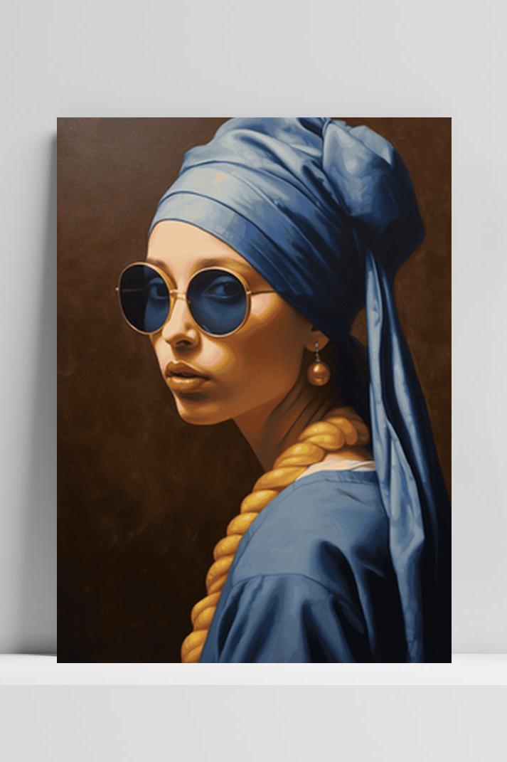 Meisje met de Parel Modern op 3mm aluminium dibond