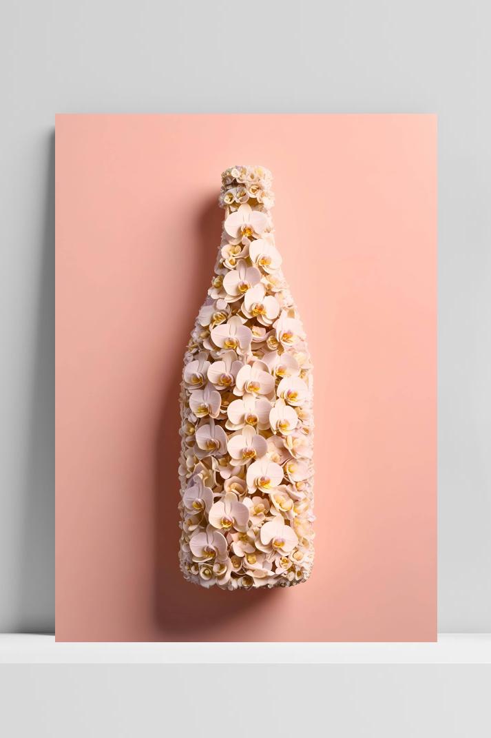 Bloemen Flesvorm op 3mm aluminium dibond