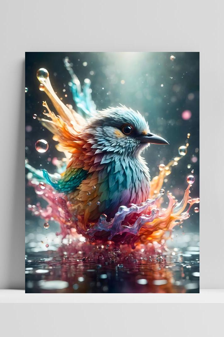 Vogel Kleurrijk op 3mm aluminium dibond