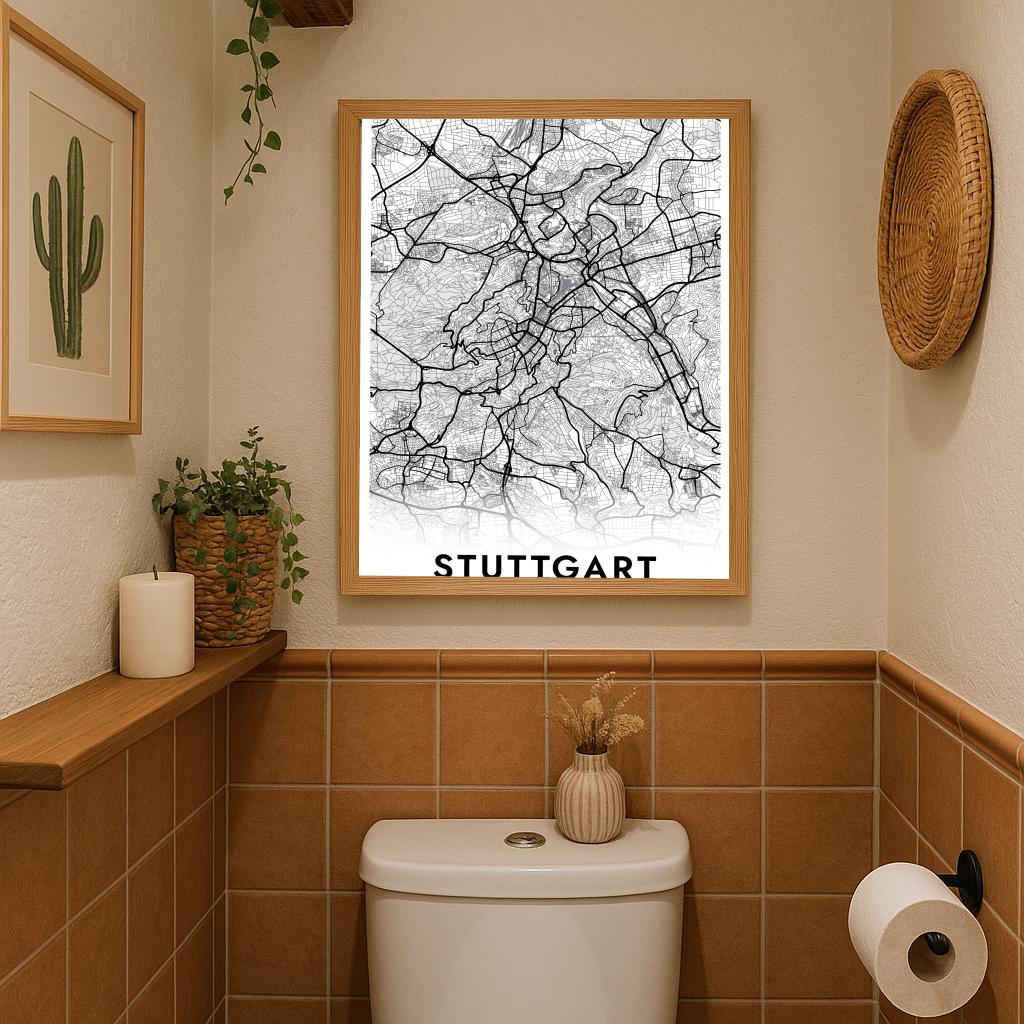 Stuttgart Map Deutschland White poster sfeerbeeld 3