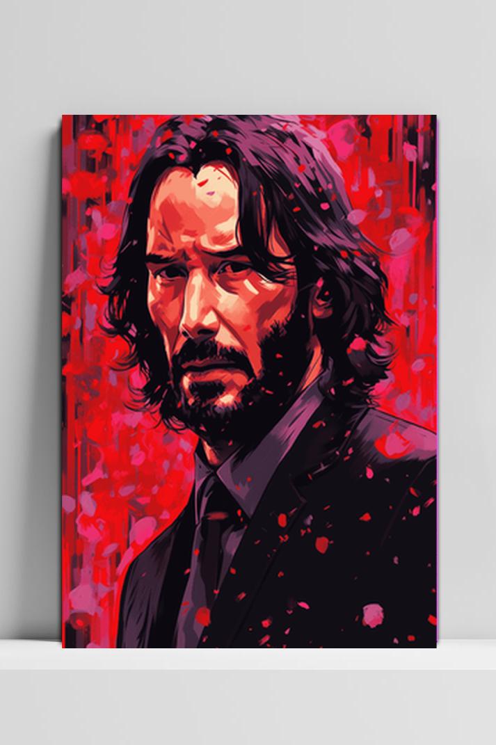 John Wick Rood op 3mm aluminium dibond