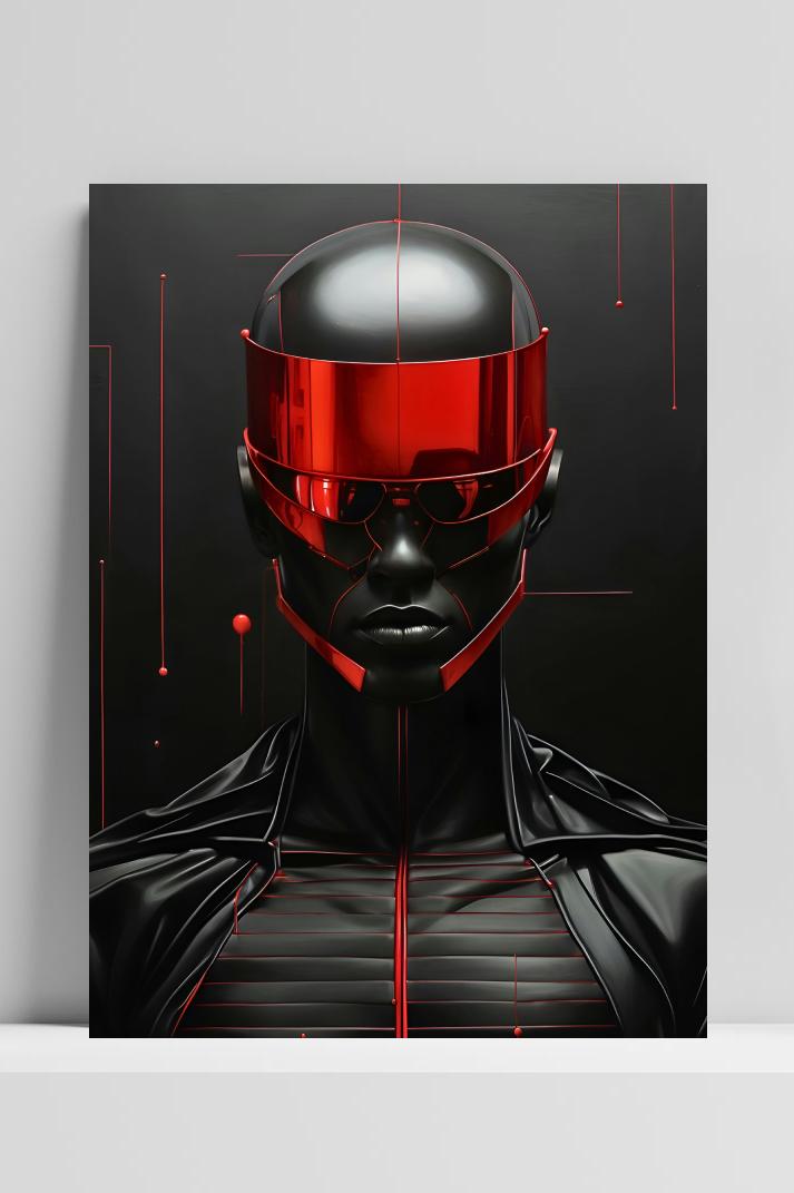 Sci-Fi Neon Robot op 3mm aluminium dibond