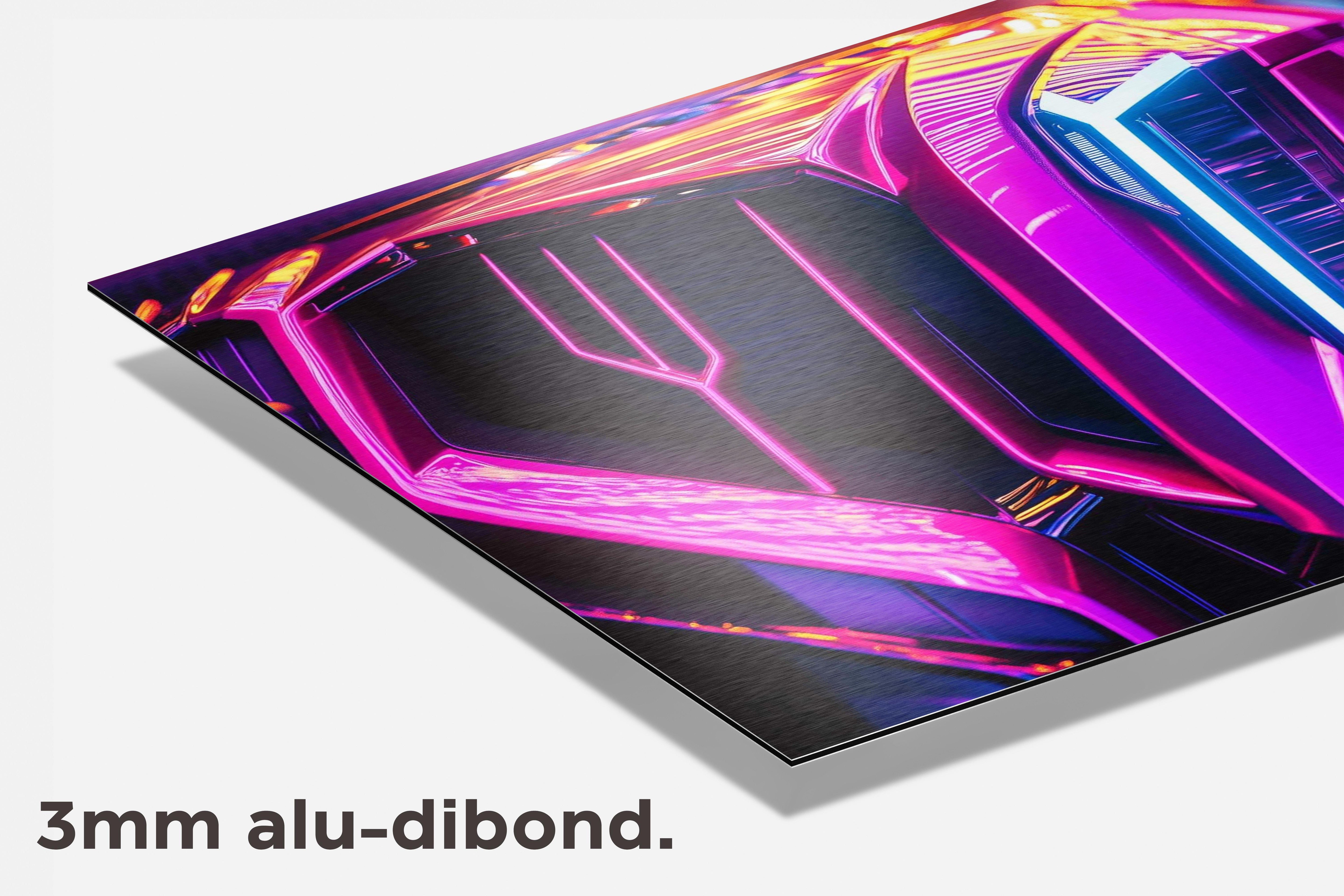 Roze Sportauto dibond detail