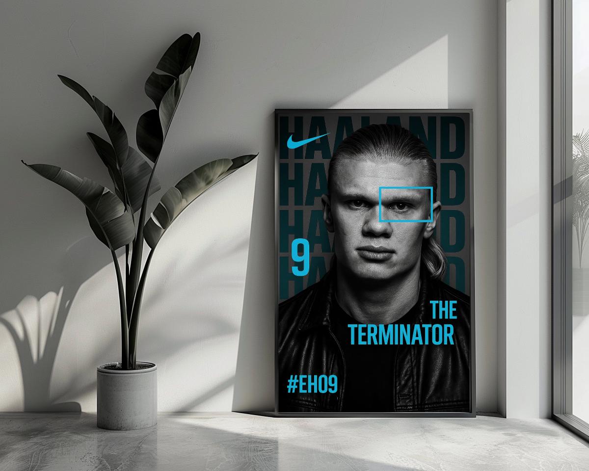 Erling Haaland The Terminator Blue poster van 25 Artstreet