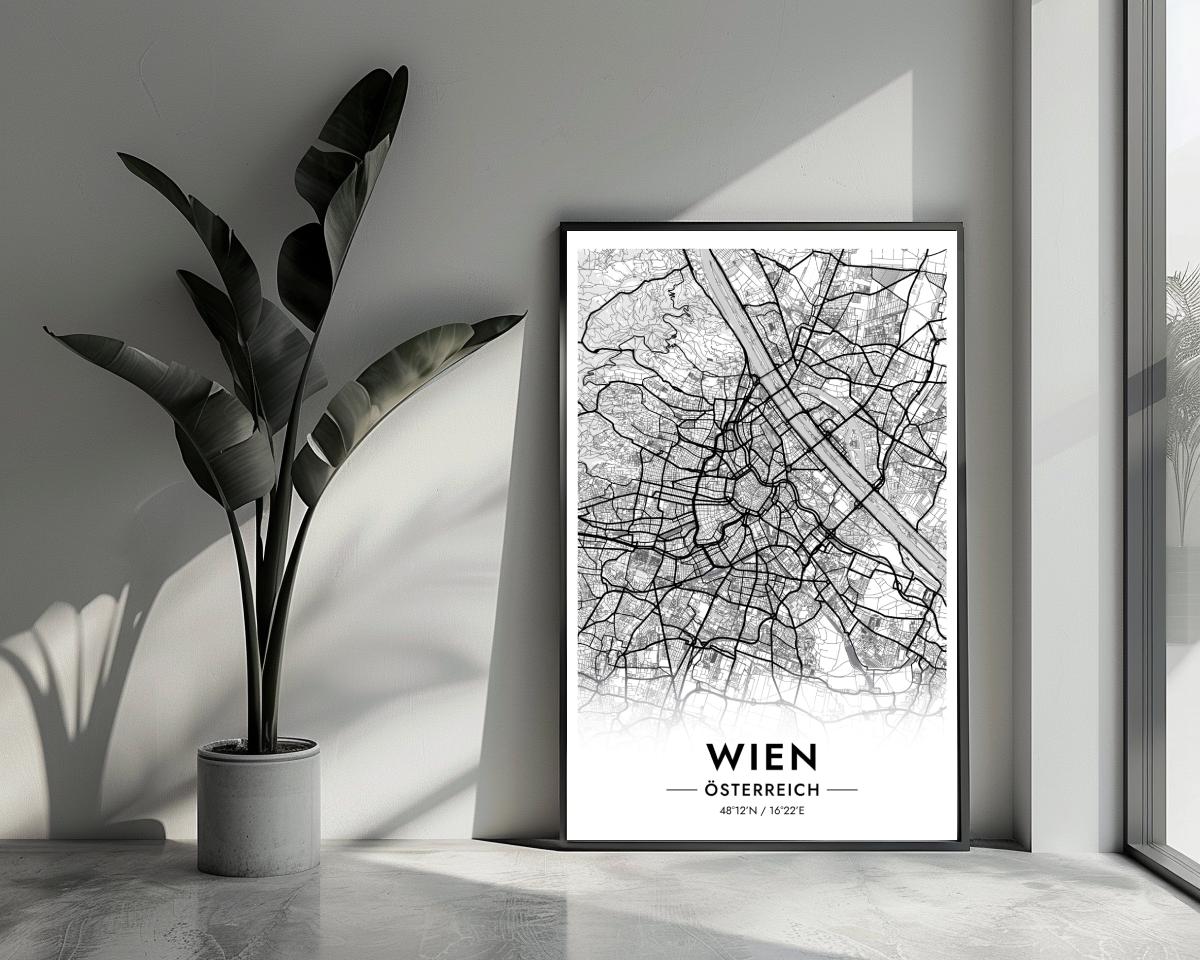 Wien Map Österreich White poster van 25 Artstreet