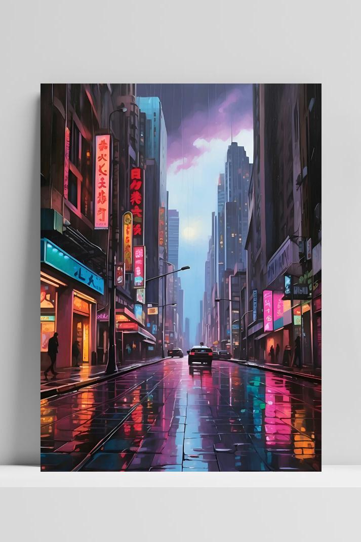 Tokyo Stad op 3mm aluminium dibond