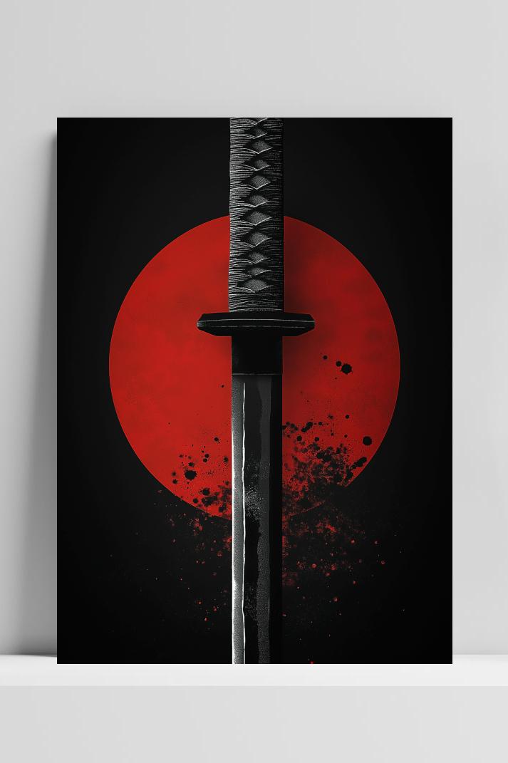 Sword Samurai op 3mm aluminium dibond