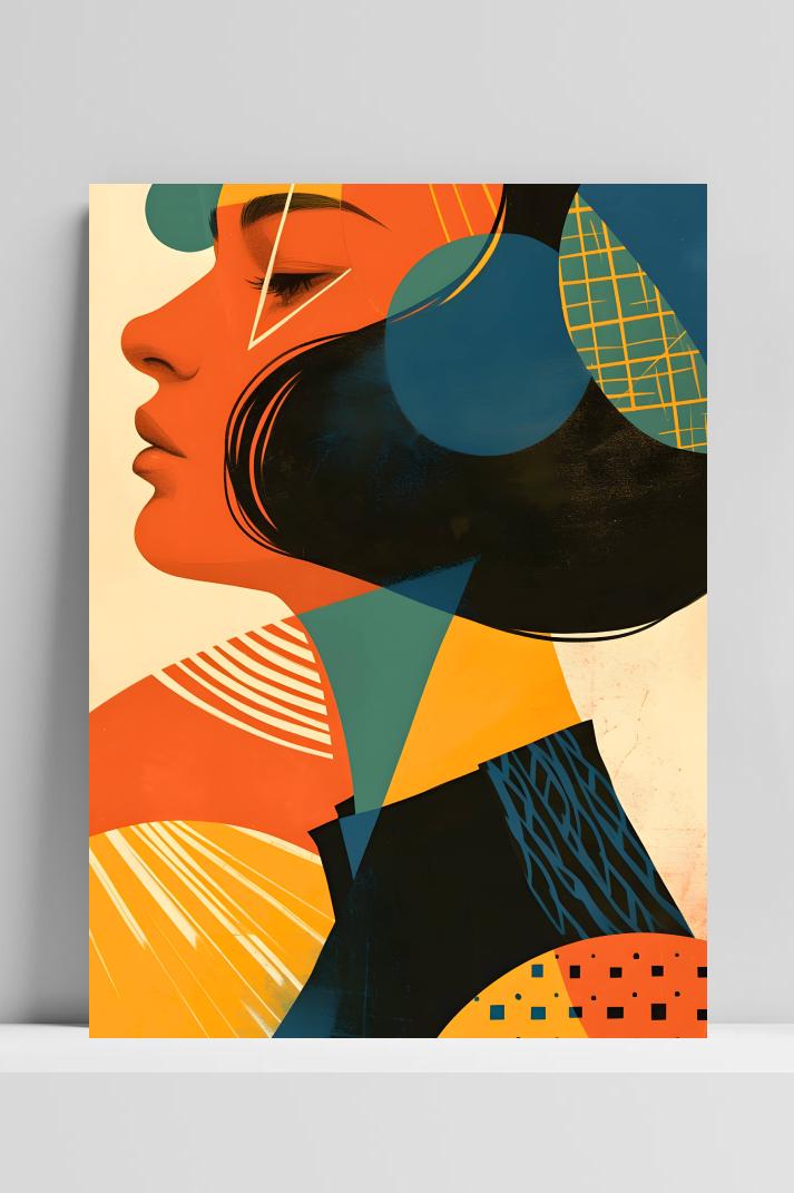 Vrouwenportret Vormen op 3mm aluminium dibond