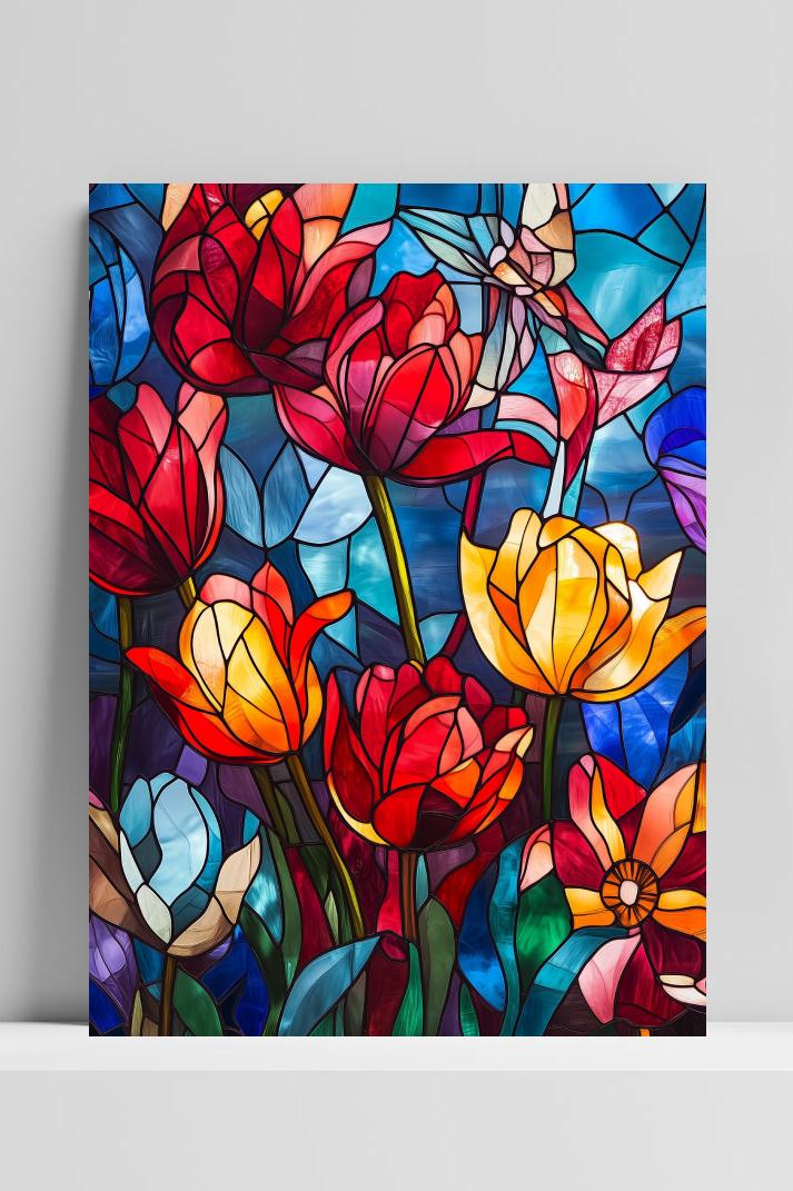 Tulips Mosaic op 3mm aluminium dibond