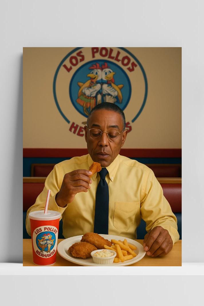 Gus Fring Breaking Bad Los Pollos Hermanos op 3mm aluminium dibond