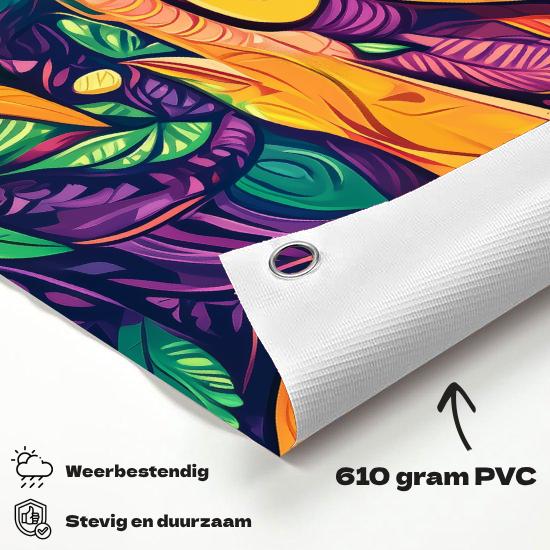 Tuinposter Cannabis Abstract materiaal-detail: 610 grams weerbestendig PVC-doek