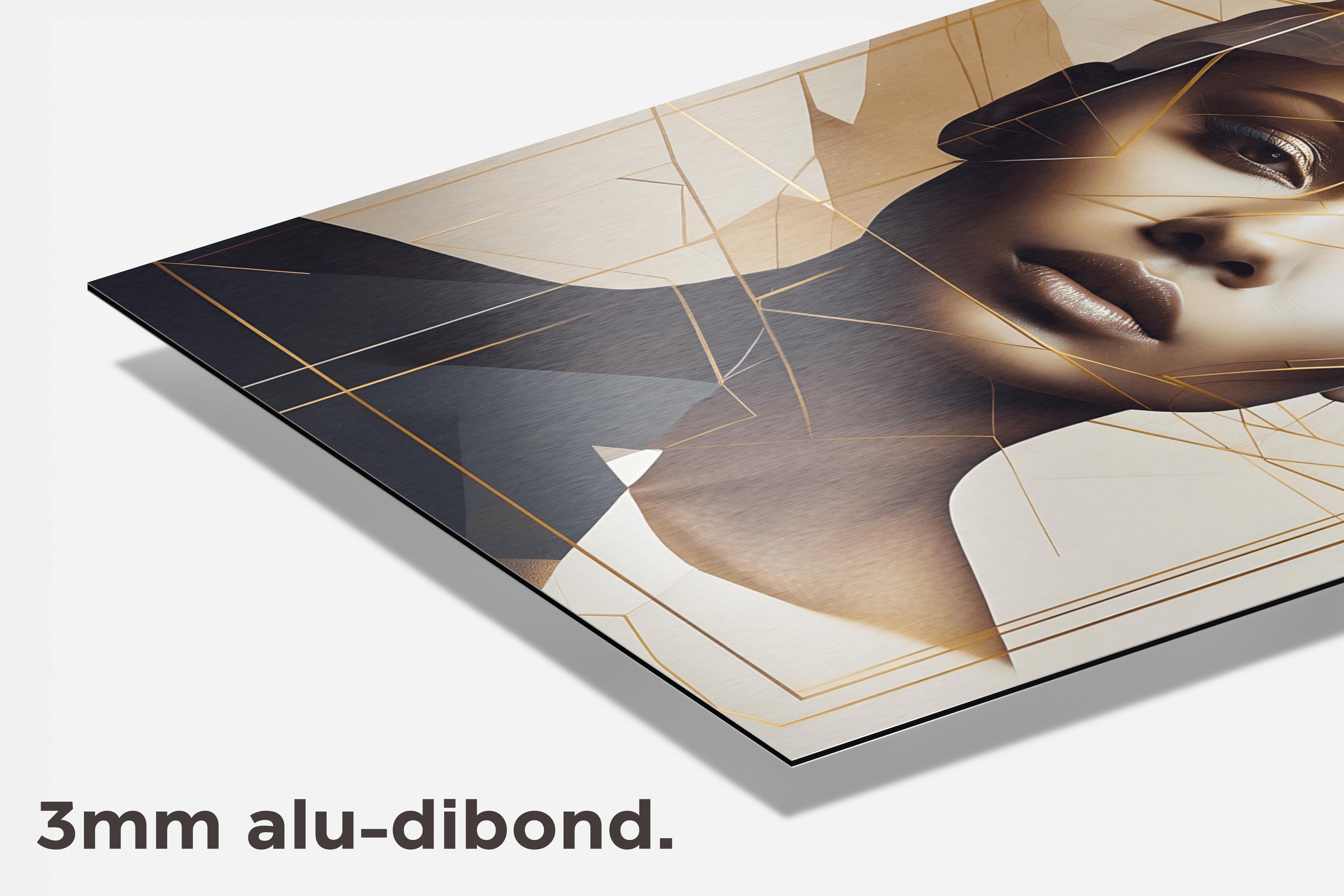 Vrouw Lijnen Goud dibond detail