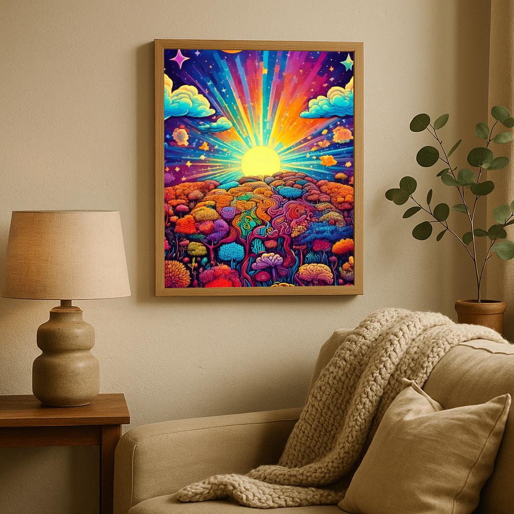 Psychedelic Sun Forest poster sfeerbeeld 1