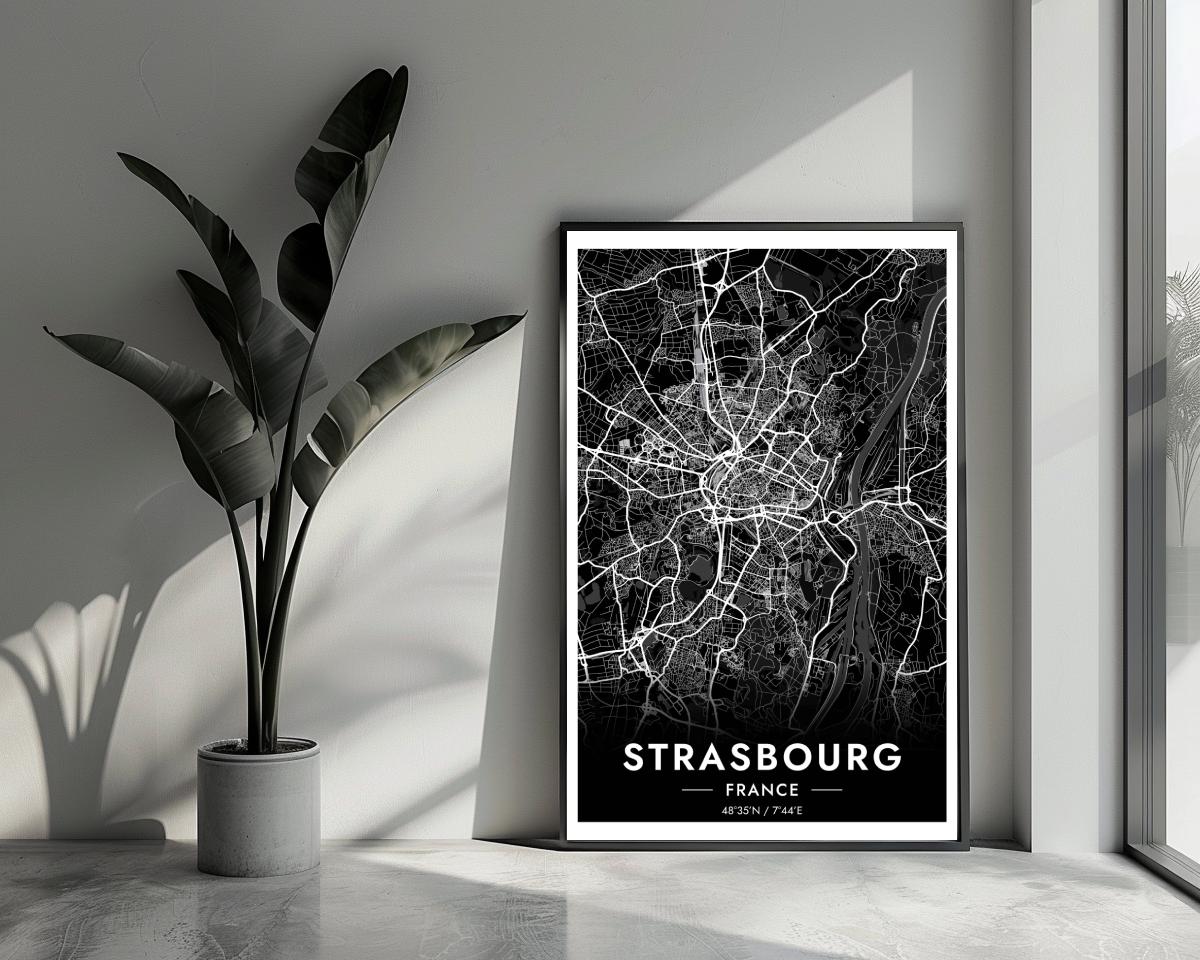 Strasbourg Map France Black poster van 25 Artstreet