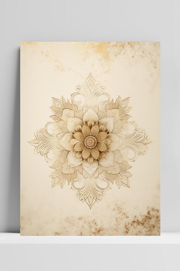 Mandala Abstract Goud op 3mm aluminium dibond