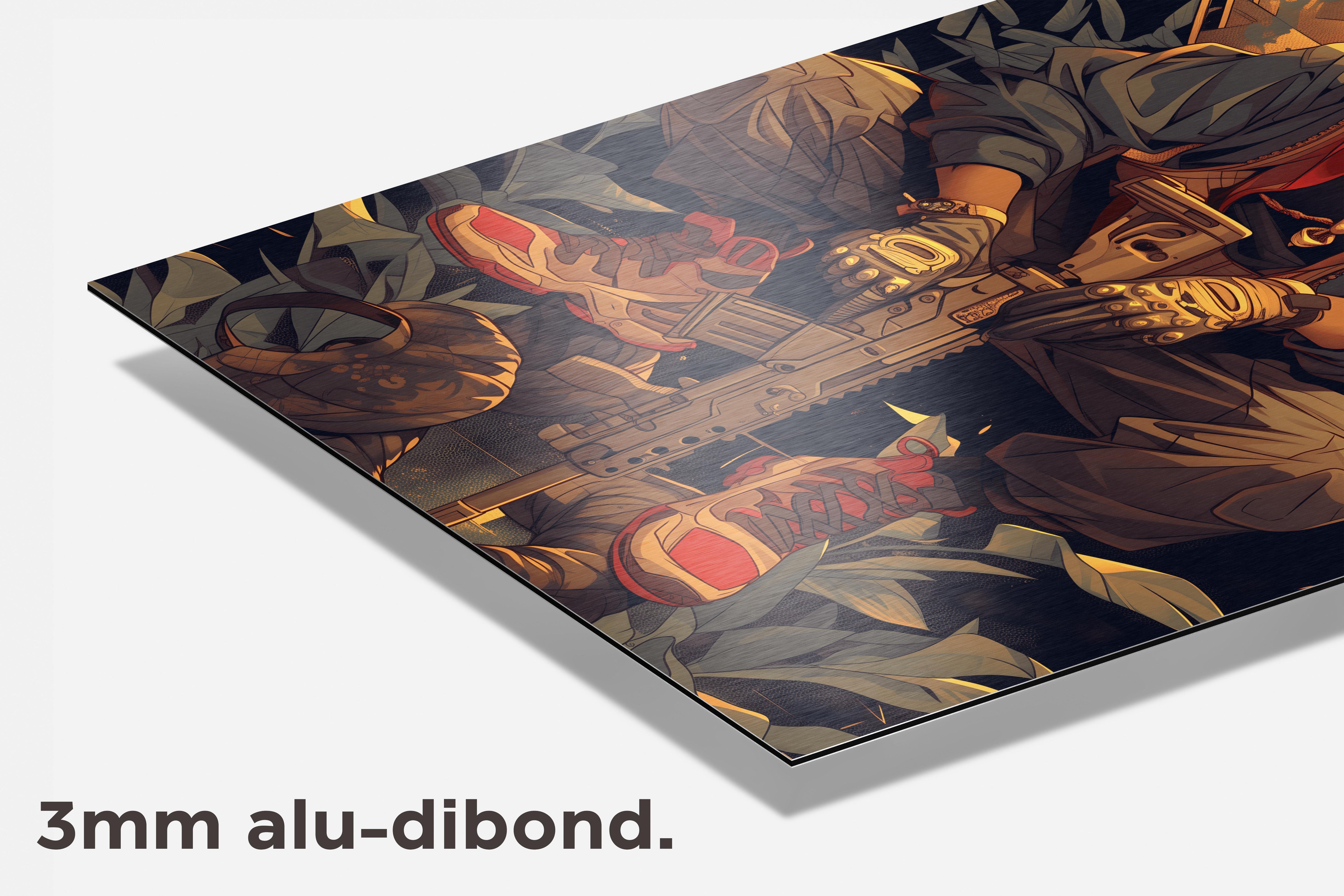 Vos met Geweer dibond detail