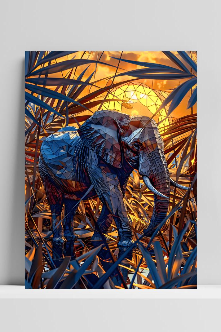 Glas Olifant op 3mm aluminium dibond