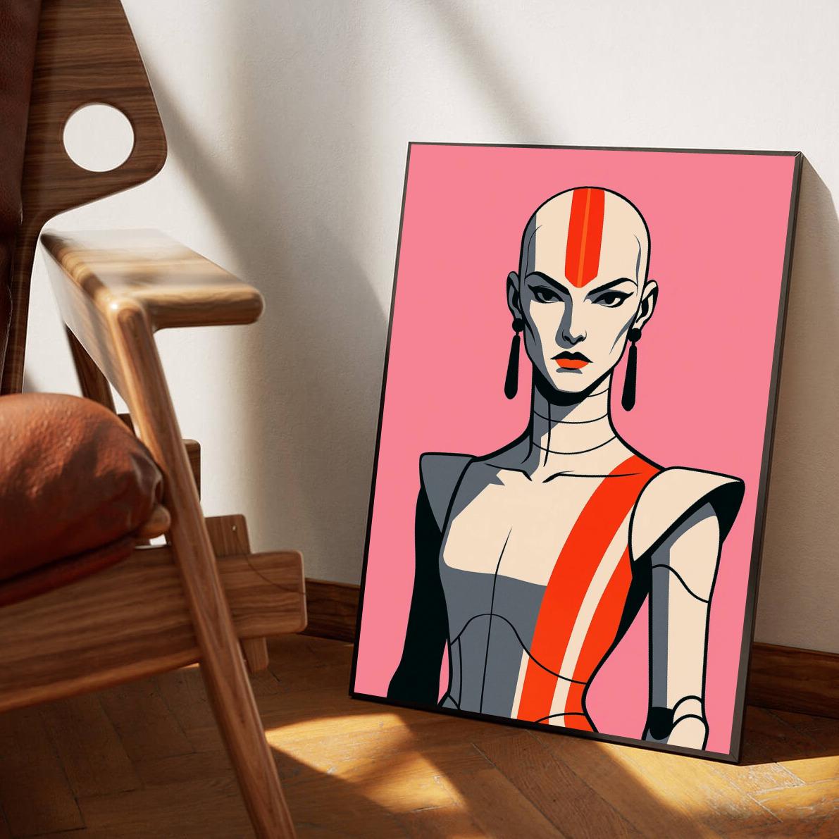 Woman Cyborg Cartoon poster sfeerbeeld 1
