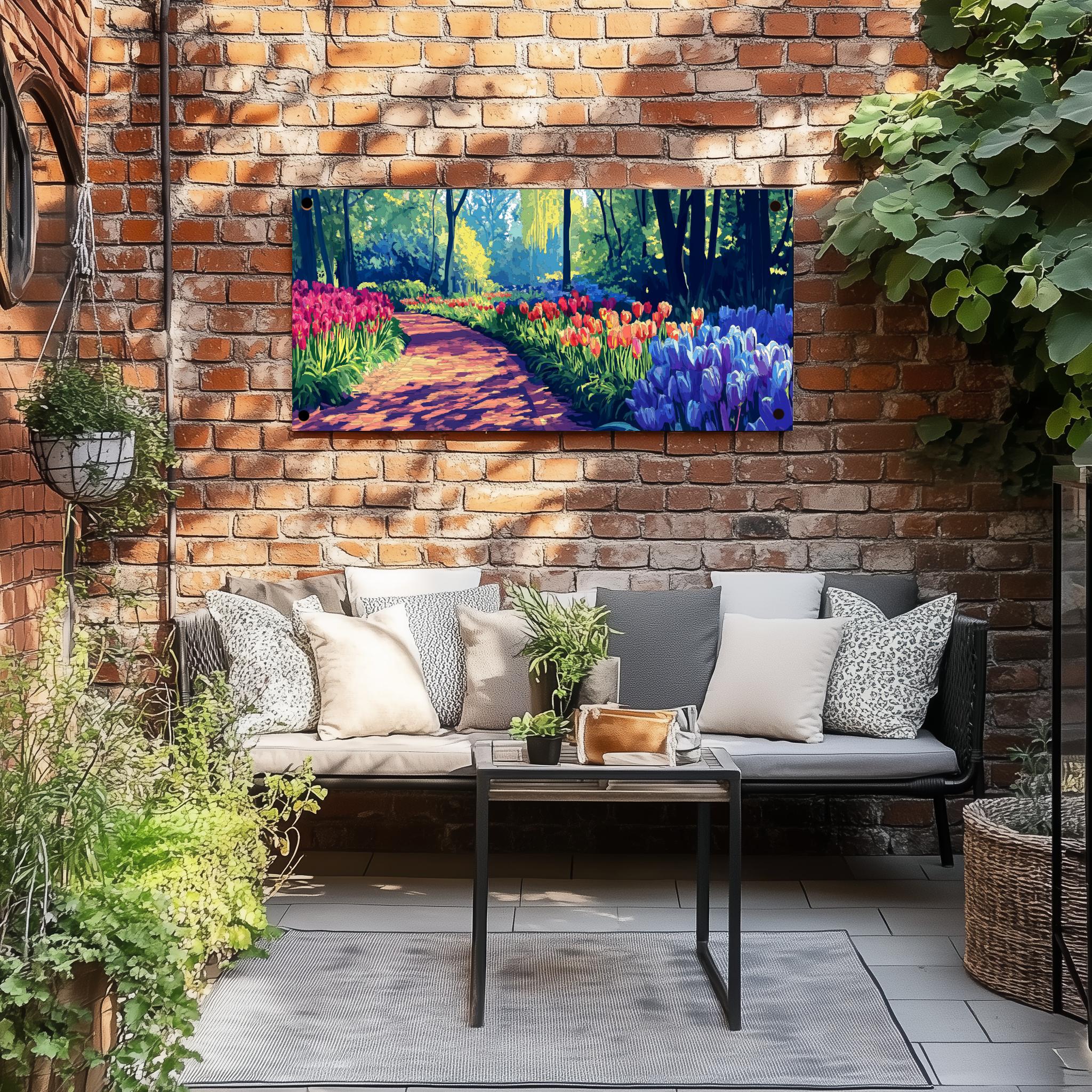 Tuinposter Tulpenveld sfeerbeeld 3