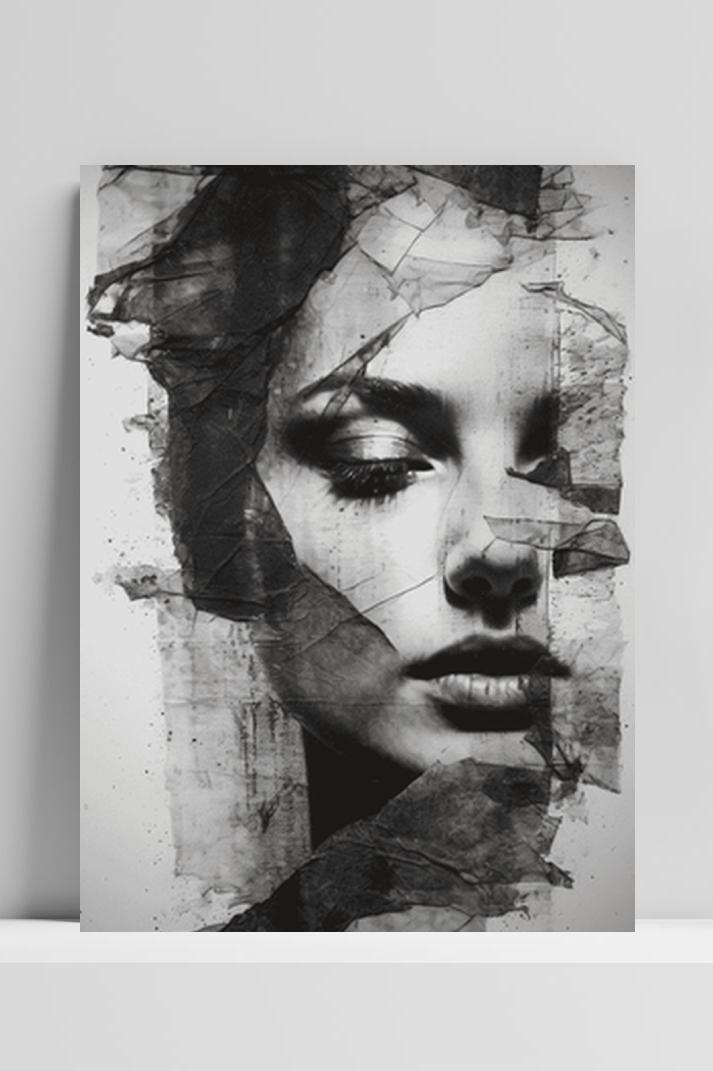 Vrouw Abstract op 3mm aluminium dibond