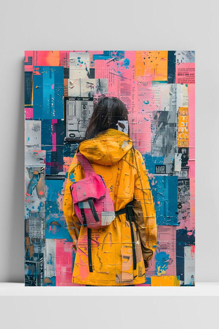 Meisje Kleuren Collage op 3mm aluminium dibond