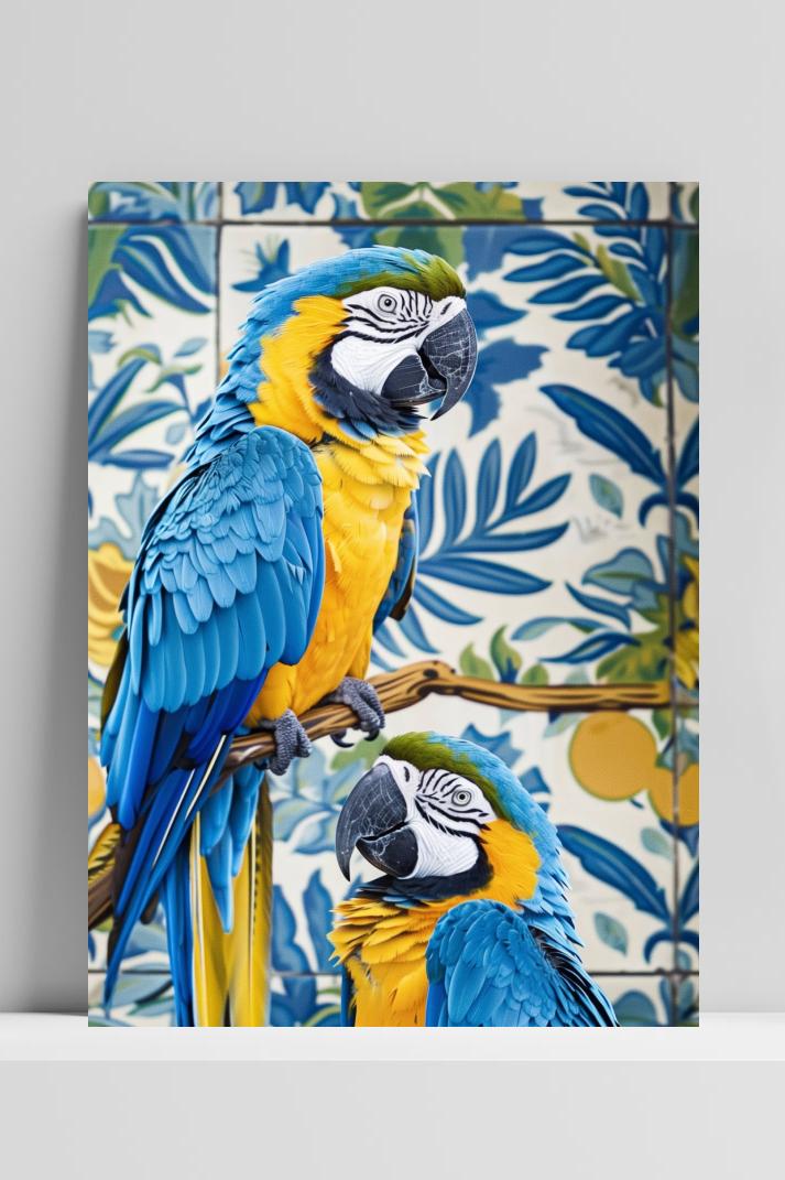 Papegaaien op 3mm aluminium dibond
