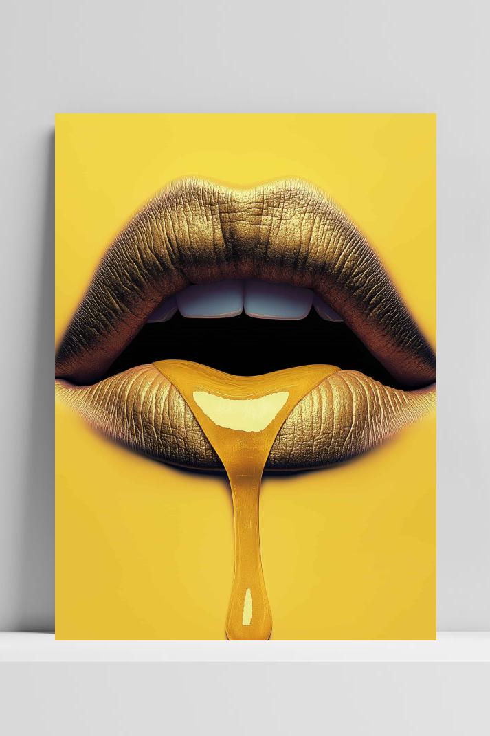 Gele Lippen op 3mm aluminium dibond