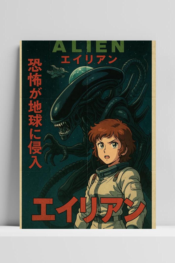 Alien Manga Text op 3mm aluminium dibond
