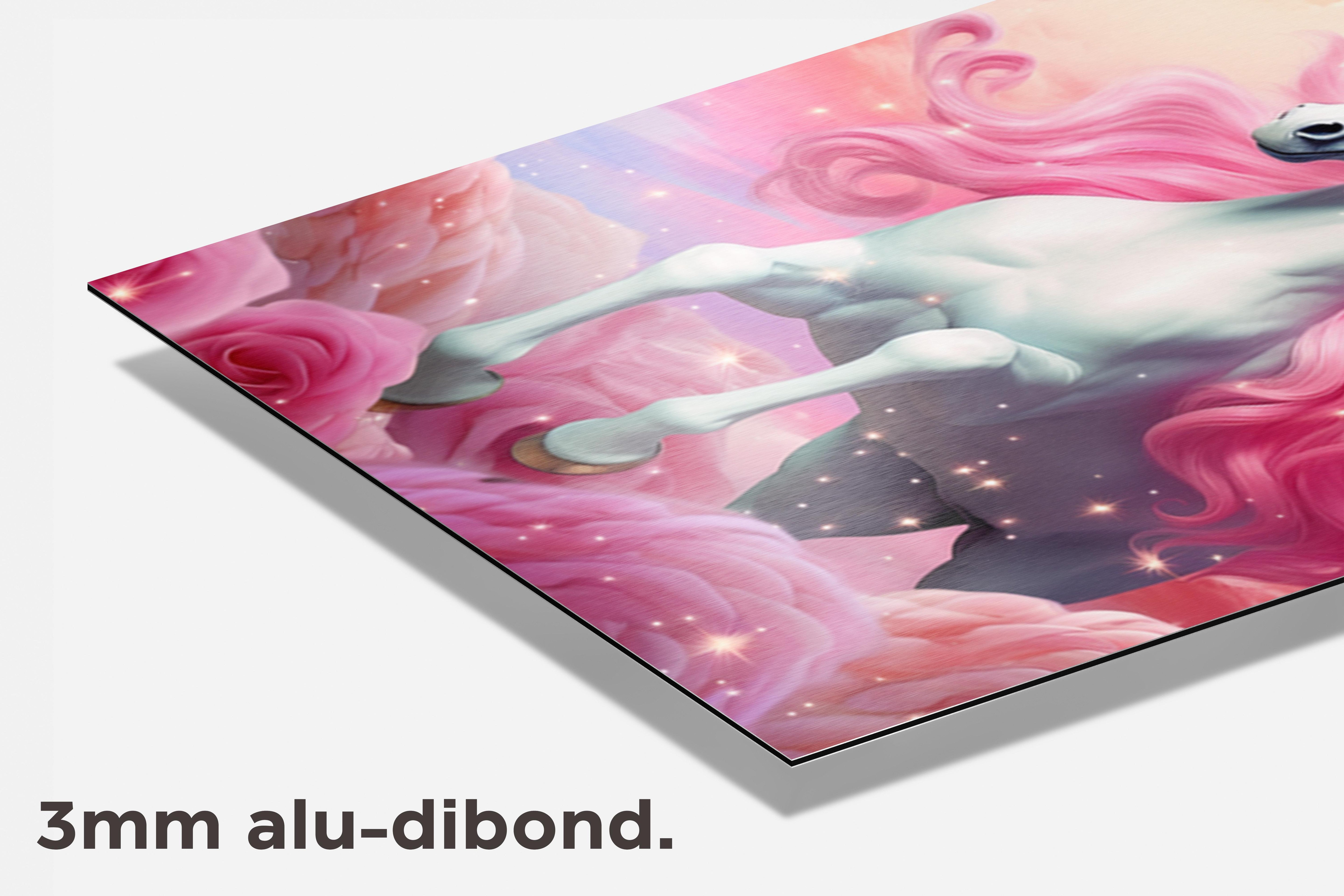 Roze Eenhoorn dibond detail