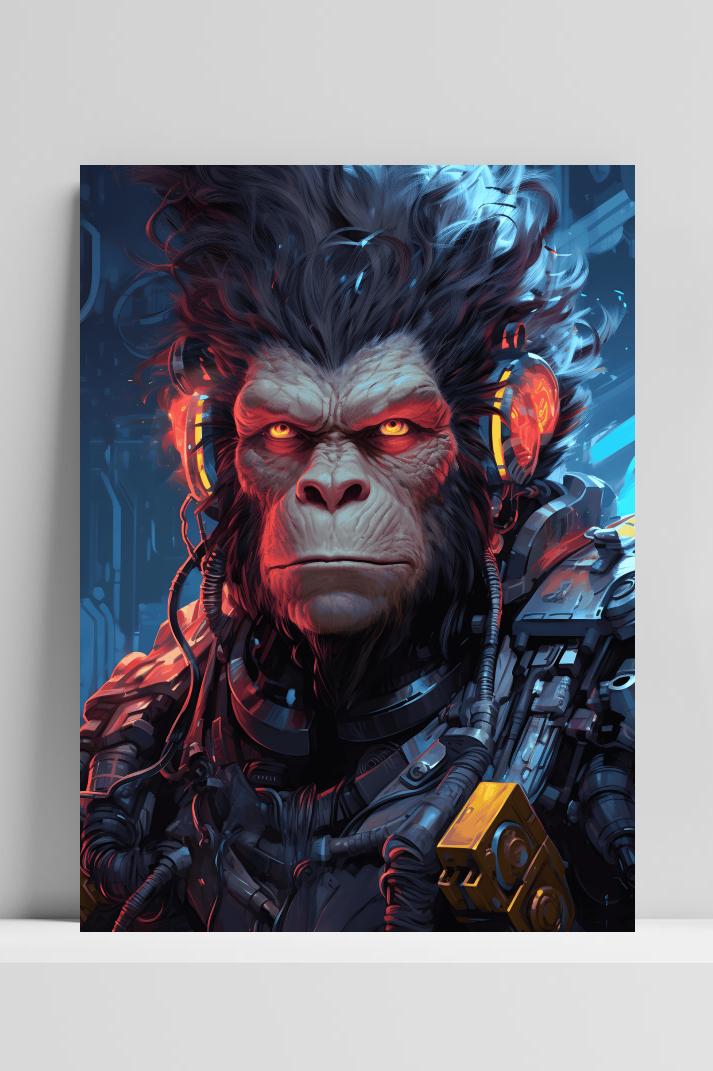 Cyber Aap op 3mm aluminium dibond