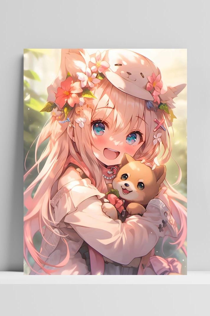 Meisje Anime op 3mm aluminium dibond