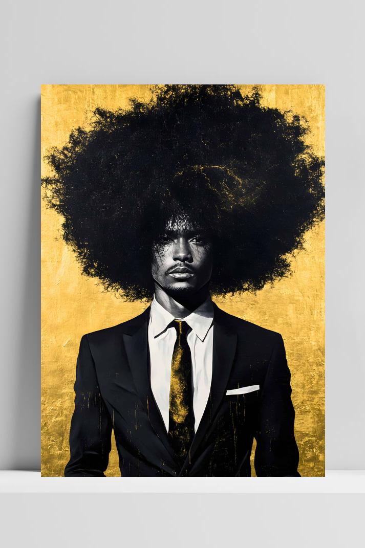 Afro Gouden op 3mm aluminium dibond