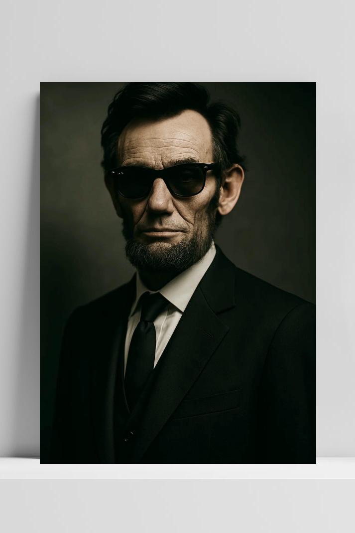 Abraham Lincoln Sunglasses op 3mm aluminium dibond