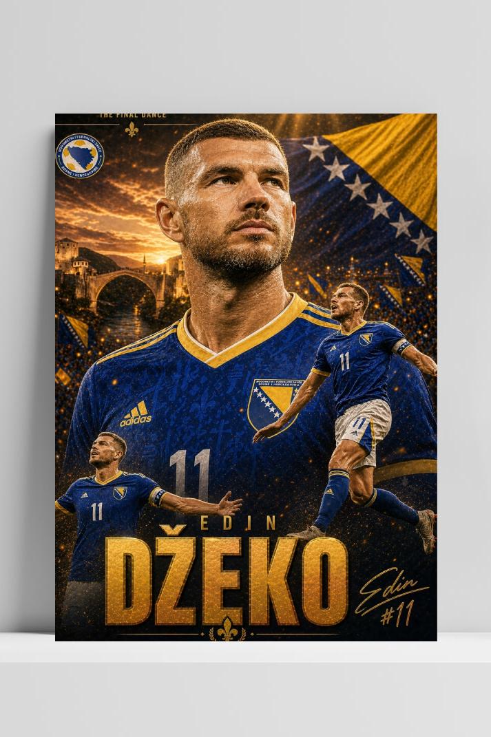Edin Džeko op 3mm aluminium dibond