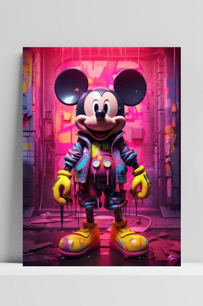Mickey Mouse Roze op 3mm aluminium dibond