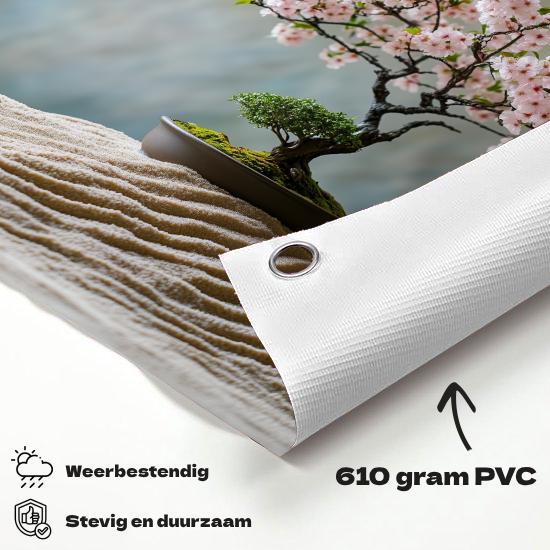 Tuinposter Kersenbloesem materiaal-detail: 610 grams weerbestendig PVC-doek