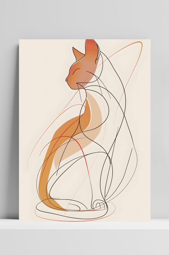 Kat Lijnkunst op 3mm aluminium dibond