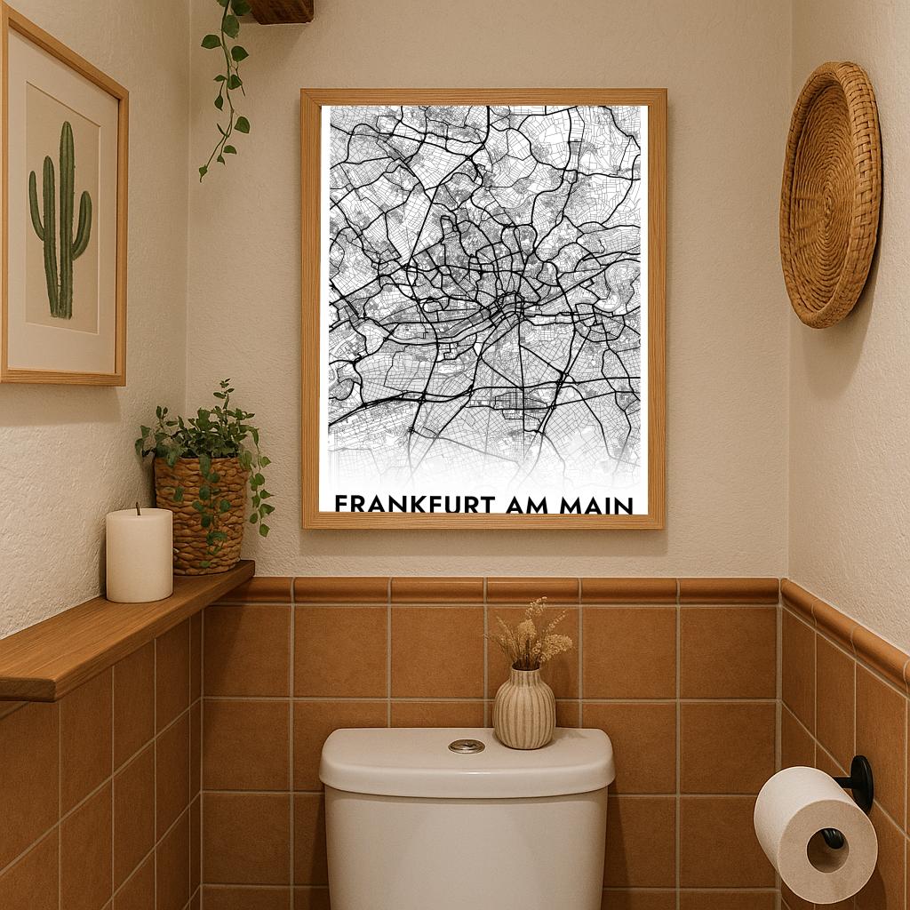 Frankfurt am Main Map Deutschland White poster sfeerbeeld 3