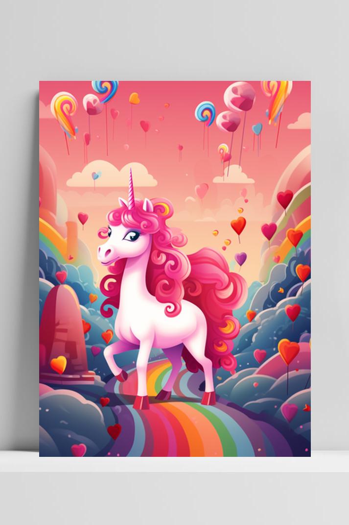 Eenhoorn Roze op 3mm aluminium dibond