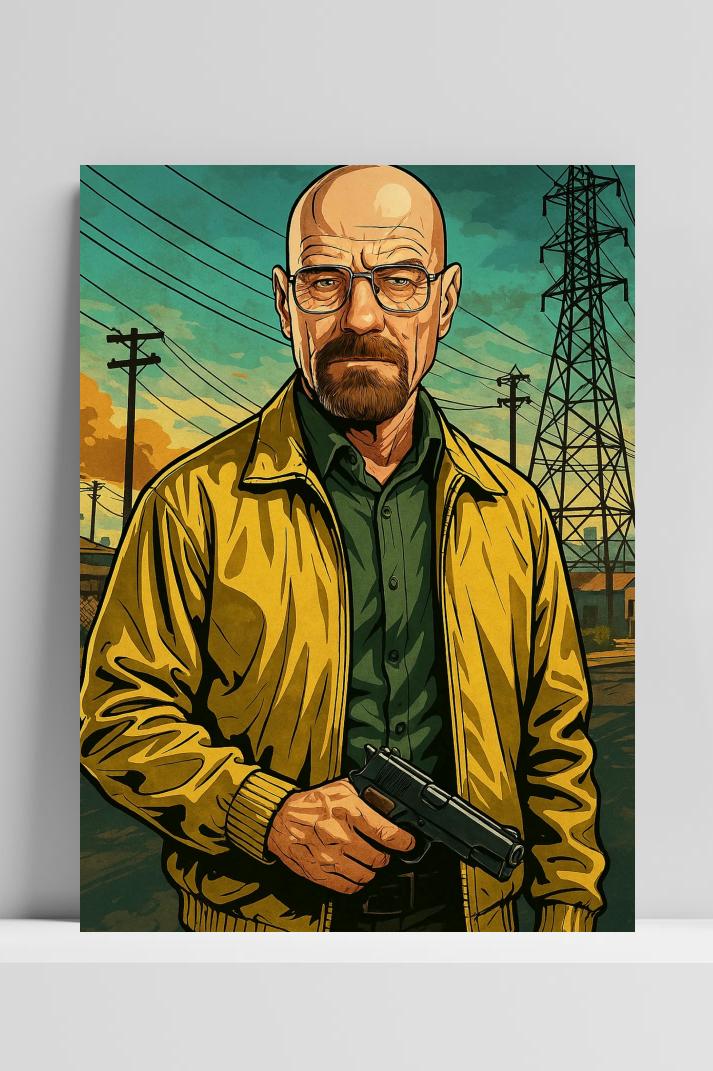 Walter White Breaking Bad op 3mm aluminium dibond