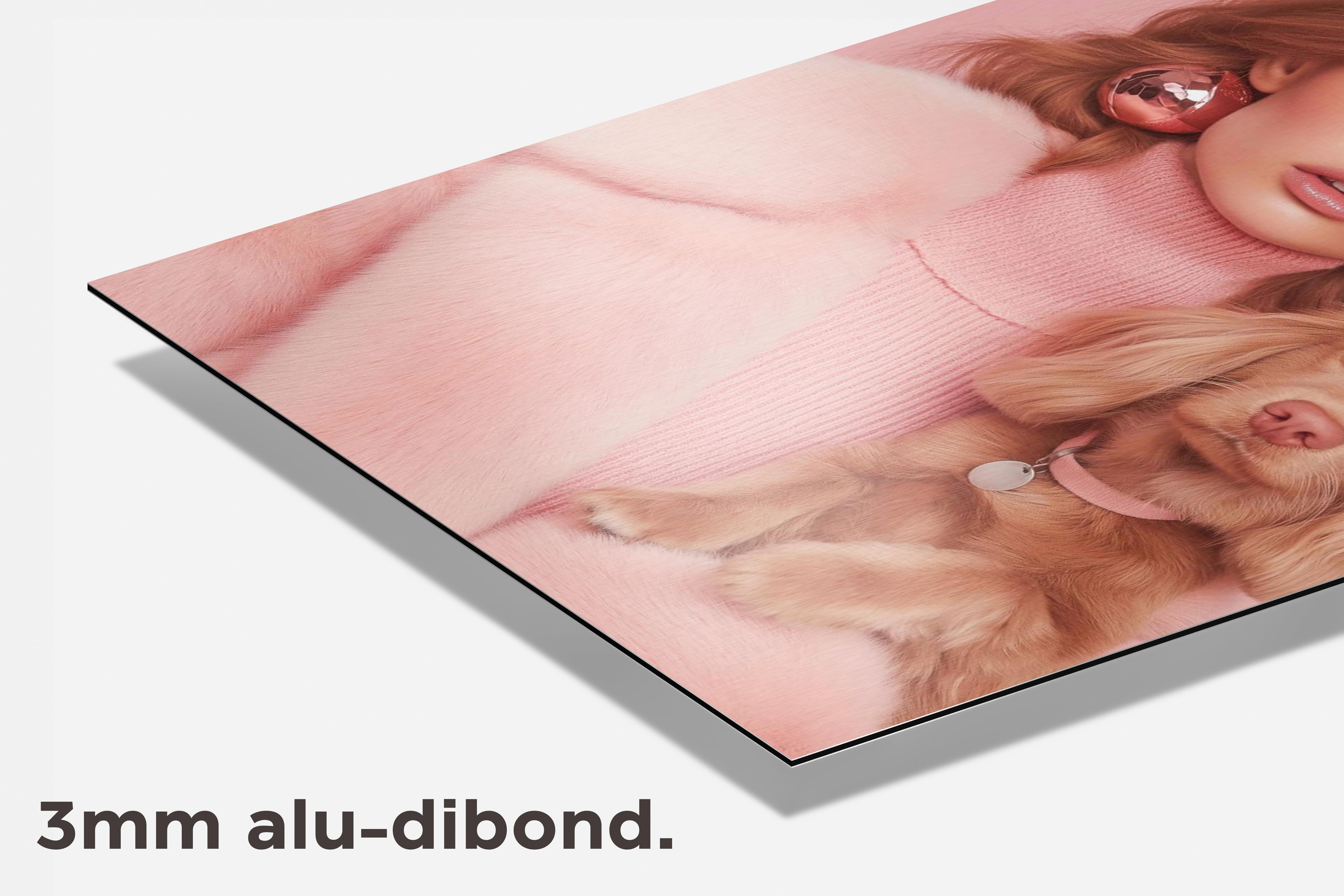 Vrouw en Puppy dibond detail