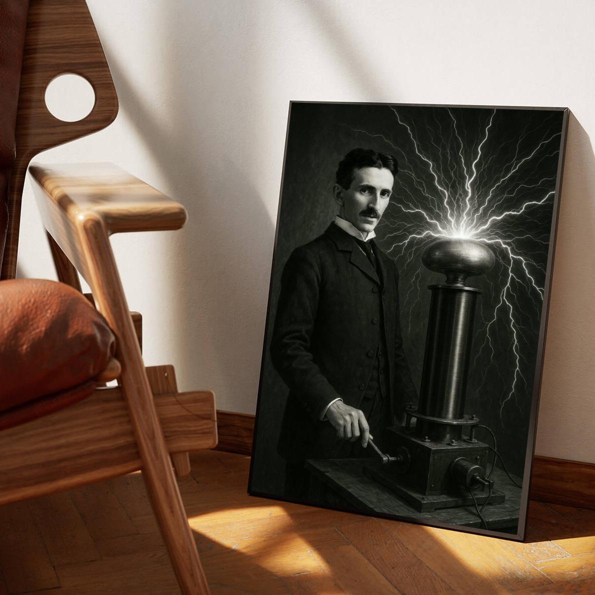 Nikola Tesla Electricity B&W poster sfeerbeeld 1