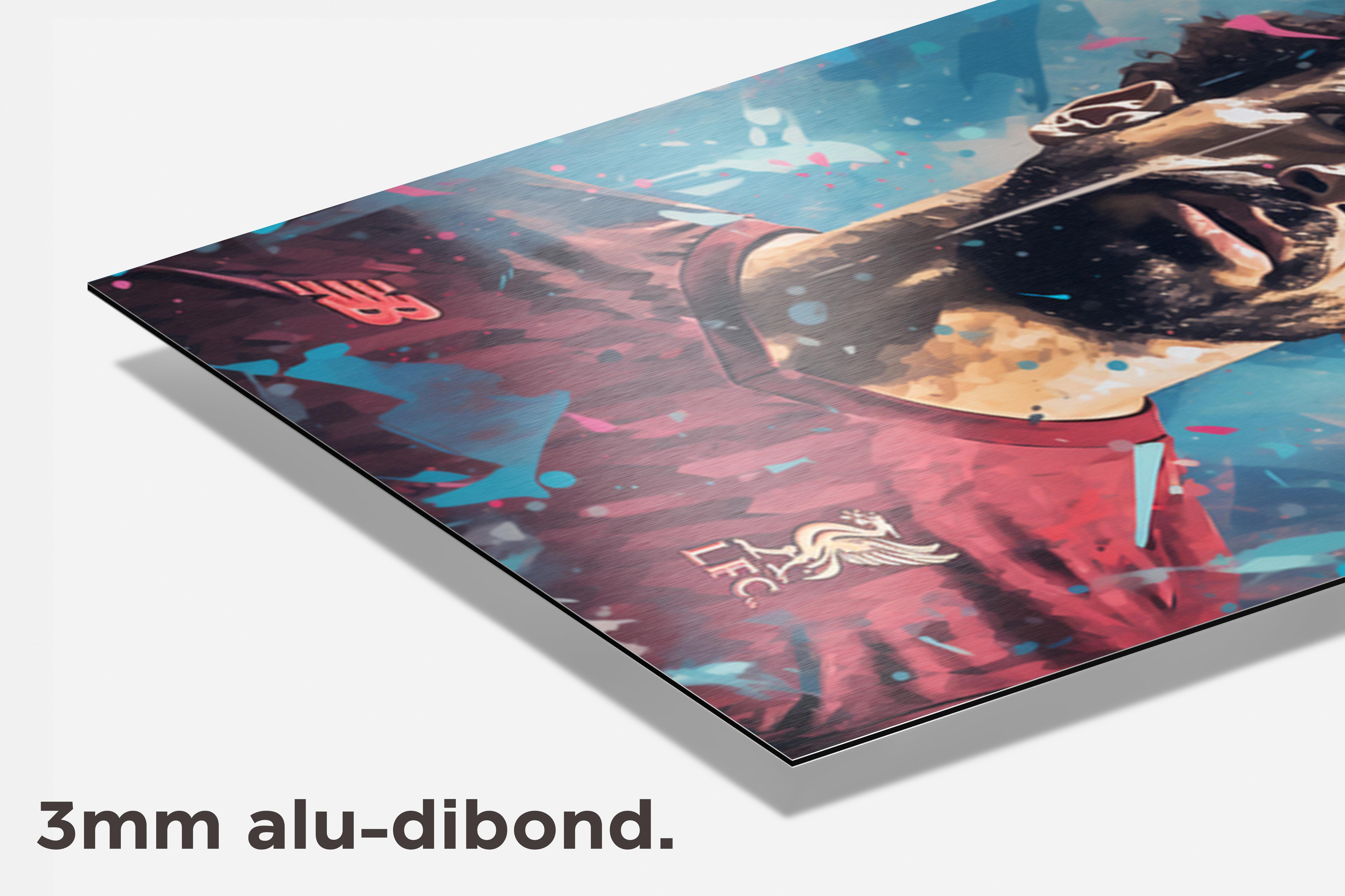 Mo Salah Blauw Abstract dibond detail
