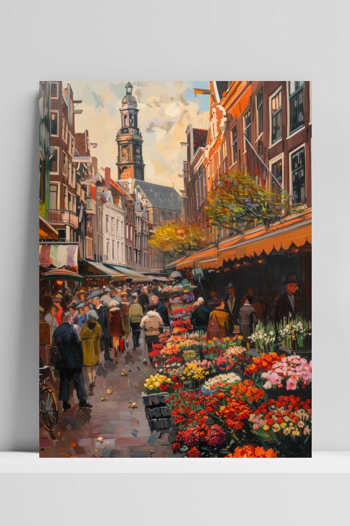 Bloemenmarkt op 3mm aluminium dibond