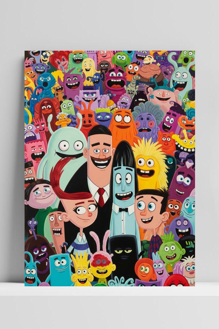 Cartoon Monsters dans un intérieur