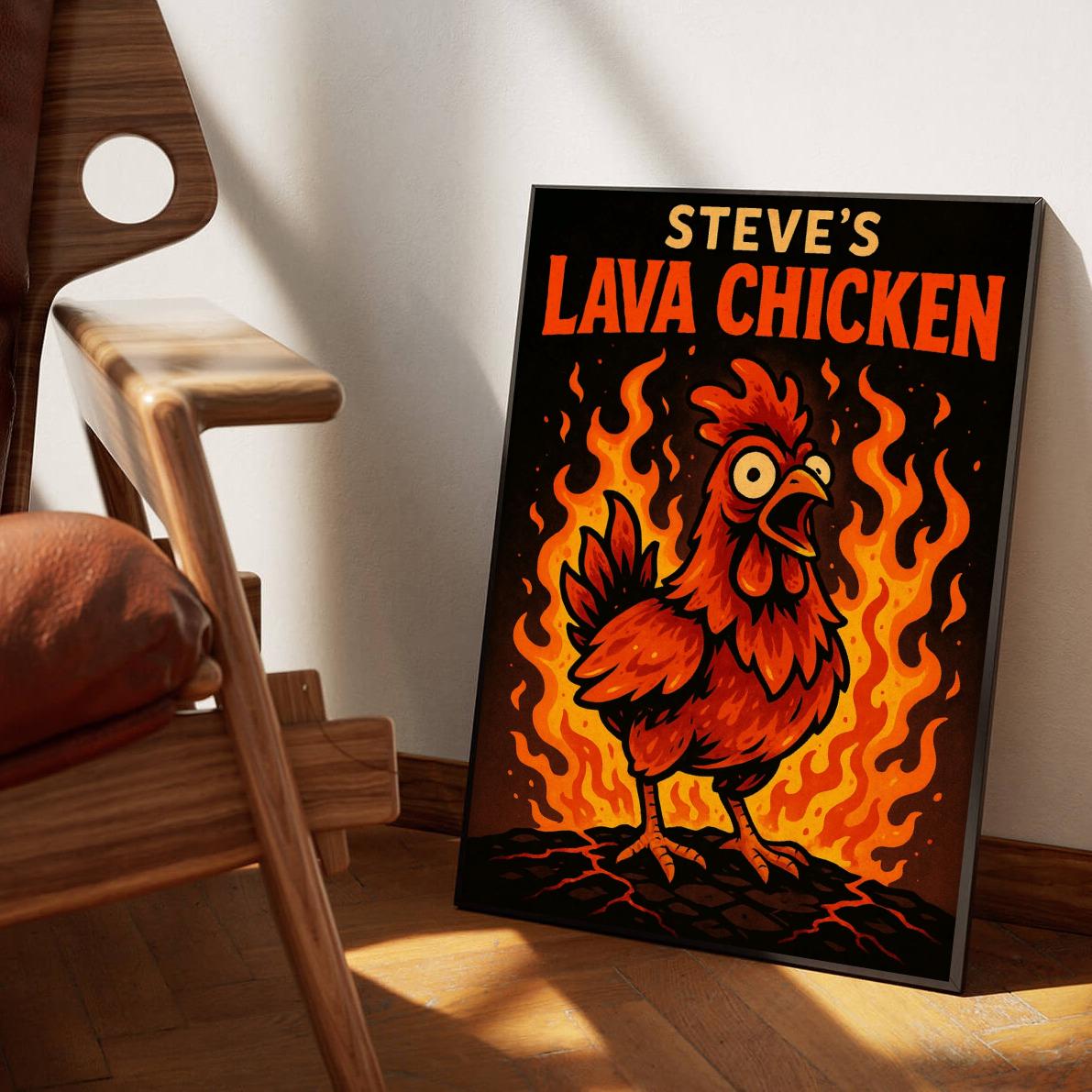 Steve's Lava Chicken Text (Minecraft) poster sfeerbeeld 1